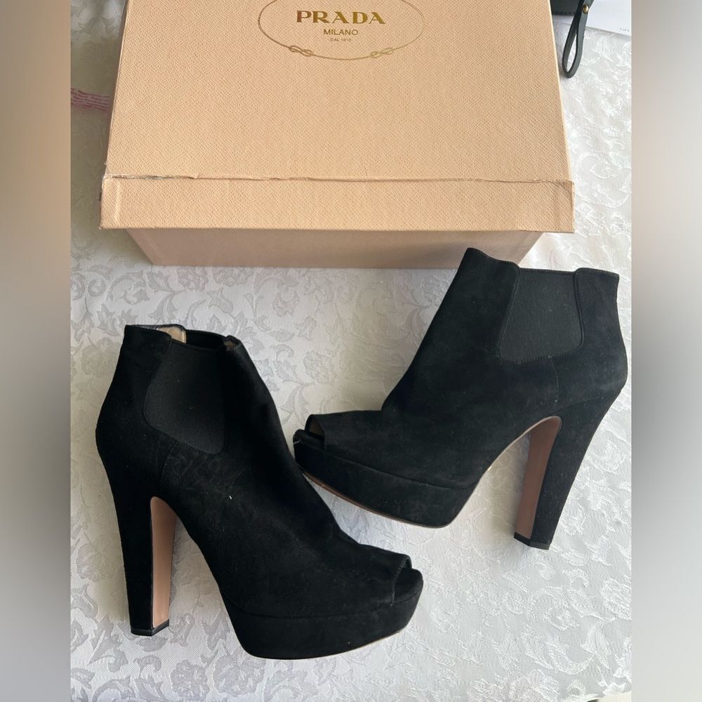 Prada Peep Toe Platform Booties - image 1